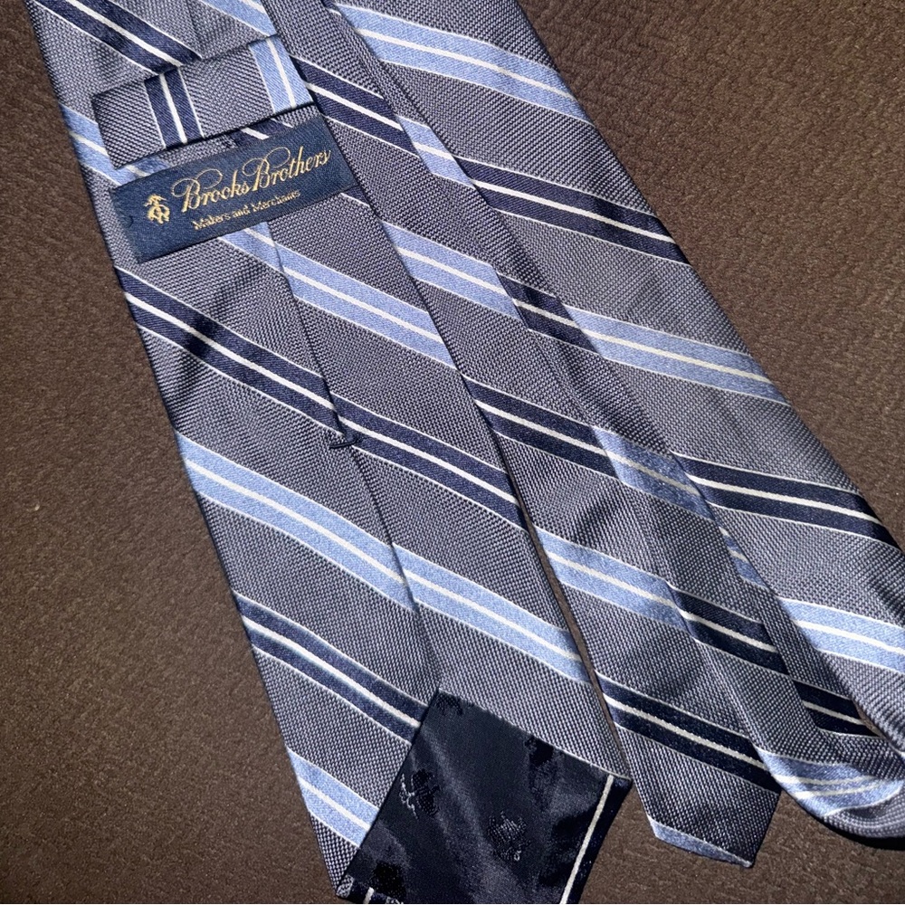 Brooks Brothers Grey Blue Striped Tie